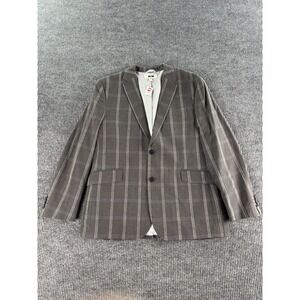 NWT Joseph Abboud Sport Coat Men XL Gray Linen Cotton Windowpane Check Summer